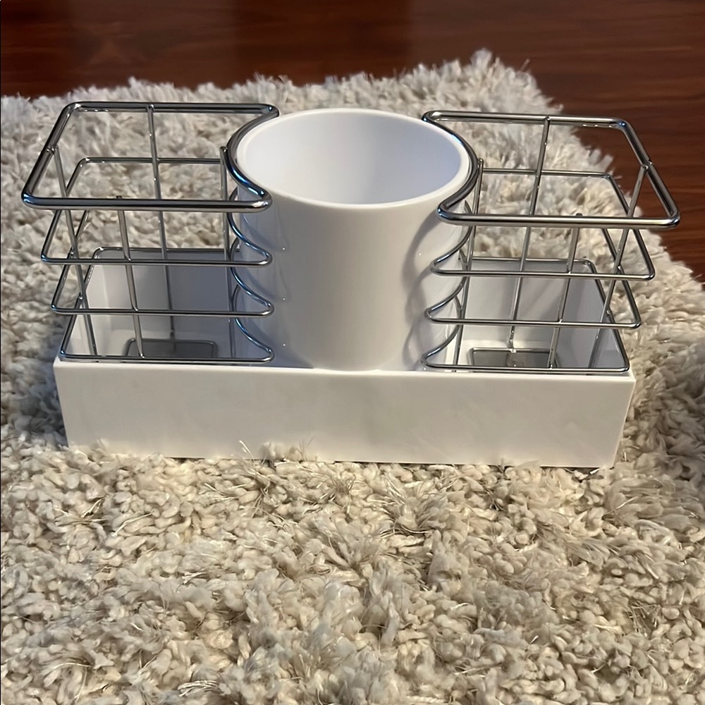 White and Silver Bathroom Organizer